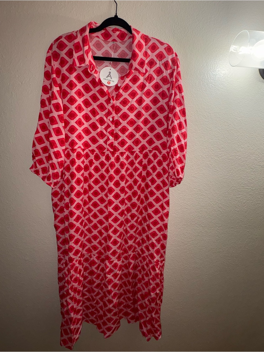 Women’s Pink Geo Print Midi Dress
